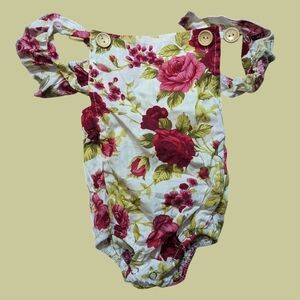 Floral Baby Romper with Button Straps